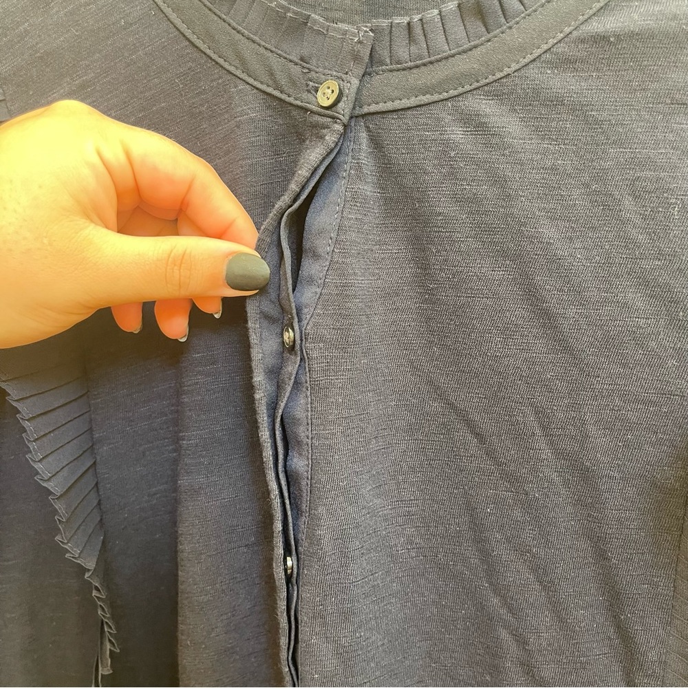 Banana Republic Navy Ruffle Top - Picture 9 of 10